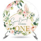 Rosa Weiß Blumen Hase Runden 1 Geburtstag Hintergrund